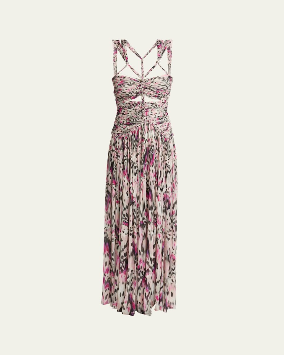 Rafael Butterfly Cutout Chiffon Silk Dress